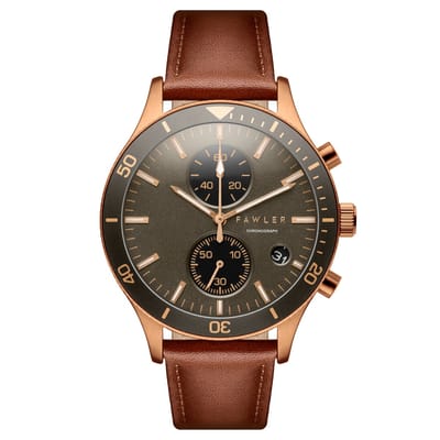 Aeris | Bruin Messing Chronograaf Horloge