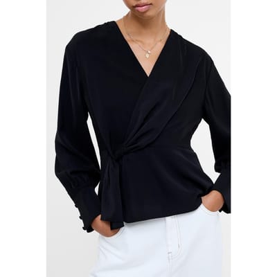 French Connection Laurel Crepe Peplum Top Blackout Maat: 8 | Longsleeves Outlet | Dames | Zwart