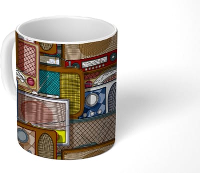 Mok - Koffiemok - Tieners - Radio - Patronen - Retro - Mokken - 350 ML - Beker - Koffiemokken - Theemok
