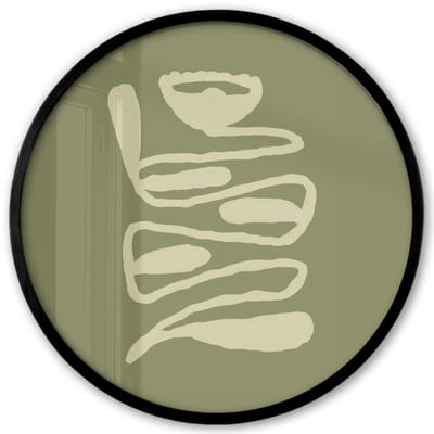 Poster in lijst Rond - Fotolijst 40x40 cm - Posters - Groen - Abstracte kunst - Modern - Ronde posterlijst zwart - Decoratie - Wanddecoratie woonkamer - Muurdecoratie slaapkamer