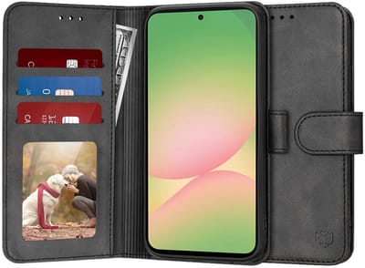 Hoesje geschikt voor Samsung Galaxy A56 - Techsuit Diary Book Wallet Case - Zwart