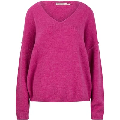 EsQualo Sweater V-neck Fuchsia Maat: S | Sweaters Outlet | Dames | Roze