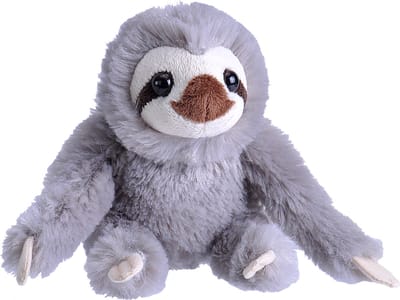 Wild Republic Pluche knuffel dieren Luiaard - grijs - 13 cm - Speelgoed knuffelbeesten