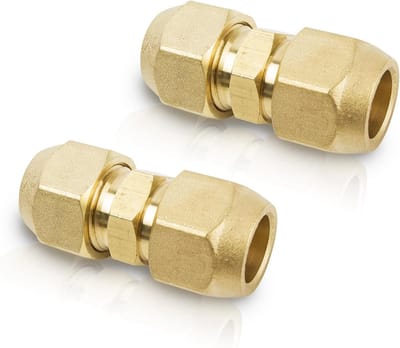 2 Stuks 3/8" Koper Airconditioning Slangverlenging, Dubbele Nippels voor Koperbuizen, Geen Lassen Nodig, Set met Dubbele Moeren en Toebehoren voor Airconditioning en Koeling