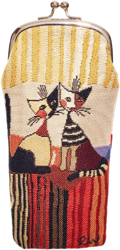 Vintage Brillenkoker voor Vrouwen - Slanke Tapestry Eyeglass Case met Dubbele Sluiting