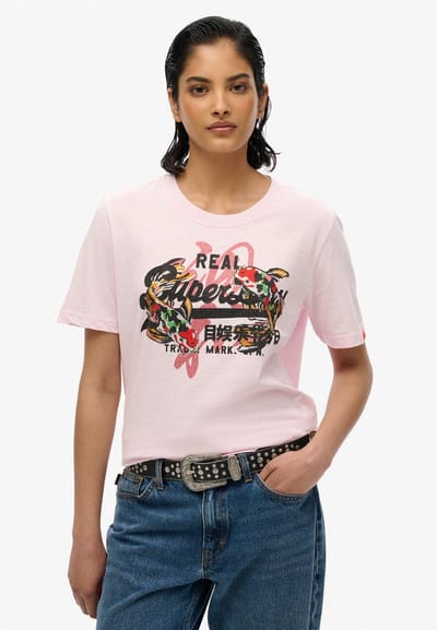 Superdry - Tokyo T-shirt met vintage logo en relaxte pasvorm - Dames - T-shirts