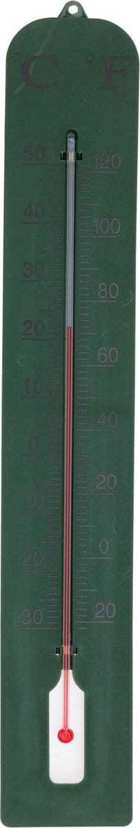 Pro Garden Binnen/buiten thermometer XXL- Donkergroen - kunststof - 45 x 10 cm - binnen/buiten