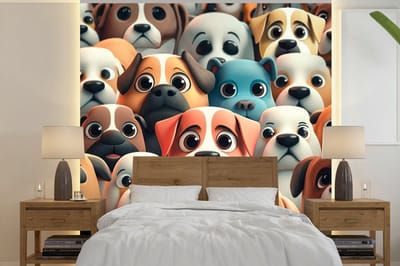 Behang - Fotobehang Hond - Dieren - Patronen - Bruin - Meiden - Jongens - Breedte 240 cm x hoogte 240 cm