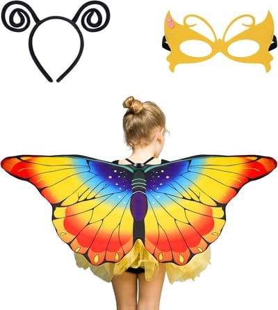 Drie-delig kostuumset voor kinderen met cape, hoofdband en masker voor Halloween, verkleedfeest en prinsessenfeest