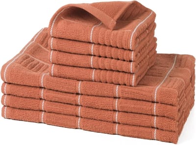 Keukendoeken en Vaatdoeken Set van 8 Stuks - 100% Absorberend Katoen in Roestkleur