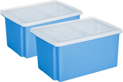 Sunware opslagboxen set - 2x stuks -51 liter - blauw - 59 x 39 x 29 cm - afsluitbare deksel