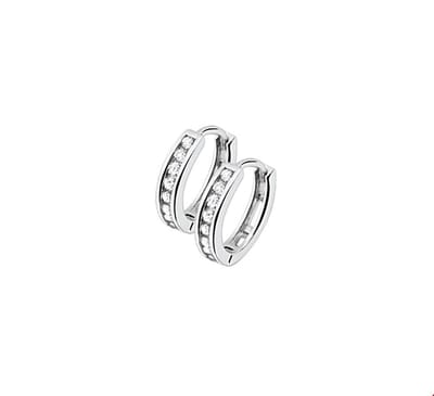 Zilver Gerhodineerde Klapoorringen zirkonia 1317737