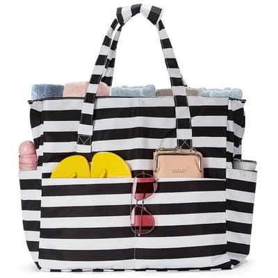 Livano Strandtas - Ibiza - Tas - Tote Bag - Shopper - Zwart/Wit