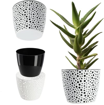 KADAX Bloempot van kunststof, Ø 11-21 cm, 5 kleuren, enkele pot, robuuste bloempot, ronde bloempot, varenbescherming (diameter 11 cm, zwart)