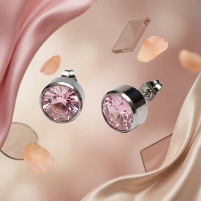 Aramat Jewels | Oorbellen | Oorstekers – Staal Kristal Roze Zilverkleur (10mm) | | | |10mm | Staal | Kinderen, Volwassenen | Verkleurd niet
