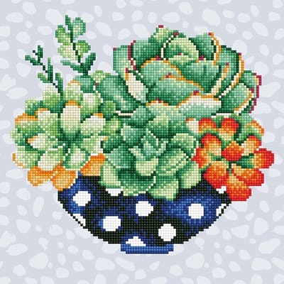 Diamond Painting Volwassenen - Ronde Steentjes - Volledig Pakket - Hobby - Diamond Dotz® - LA49299 - Vetplantjes in schaal 32 x 32cm