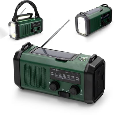 Lion D'or® - Noodradio - 10.000mAH Batterij - Noodradio Solar Opwindbaar - USBC Oplaadbaar - Powerbank - Noodpakket - Noodrantsoen - Draagbare Radio - Groen