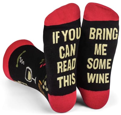SilverAndCoco - Wijn Sokken / Gekke Vrolijke Foute Wijnen Kleding / Leuke Grappige Happy Dikke Warme Dames Socks / Huissokken Verjaardag Geschenk accessoires Sok Outfit Katoen / Vrouwen Sinterklaas Schoen Kerst cadeau met Tekst