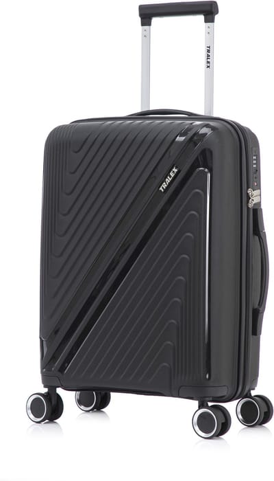 TRALEX - Horizon - Handbagage - 42L - 56x40x22cm - Polypropyleen - Harde schaal - TSA-slot - Lichtgewicht - Flexibel - Duurzaam - Stille (rubberen) wielen - Dubbele Spinner-wielen - Zwart