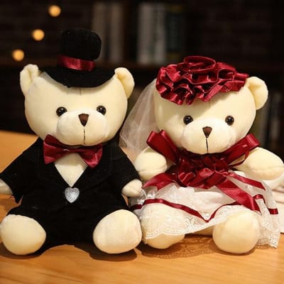 Schattige koppels bruiloft beren pluchen speelgoed kawaii lieverd teddybeer poppen gevulde zachte speelgoed geliefden meisjes verjaardagscadeaus 20cm