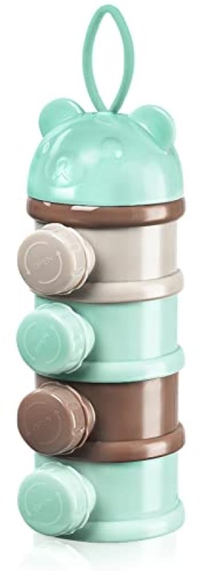 PromoHome 4-laags poederdispenser - Draagbare voedselcontainer voor onderweg - Groen