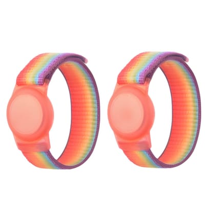 Knaak Polsbandje geschikt voor Apple AirTag - 2-Pack - Siliconen Armband - 22 cm - Regenboog