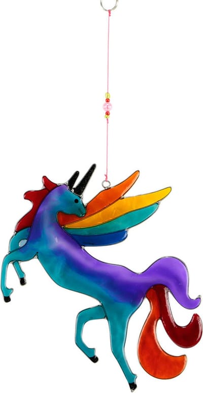 Ornament resin eenhoorn regenboogkleuren