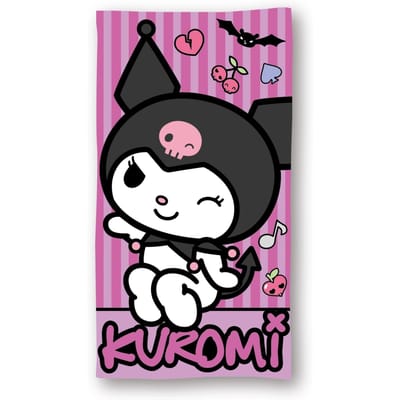 Kuromi strandlaken punk 70 x 140 cm polyester roze