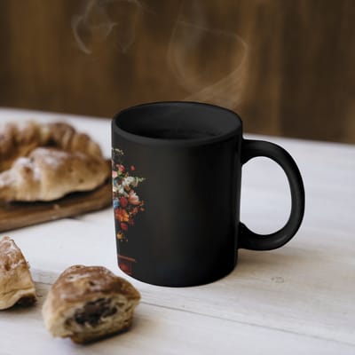 Magische Mok - Foto op Warmte Mokken - Koffiemok - Boeket - Roze - Bloemen - Vaas - Magic Mok - Beker - 350 ML - Theemok