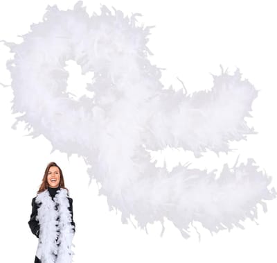 Kleurrijke Veren Boa van 2 meter voor Vrouwen, Perfect voor Feesten, Cosplay en Halloween met Hartvormige Zonnebril