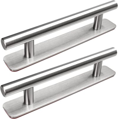 Set van 2 Zelfklevende Meubelhandgrepen van RVS, Geen Boren Nodig, Ideaal voor Keuken, Deuren en Lades, 128mm, Zilver, Duurzaam en Modern Ontwerp
