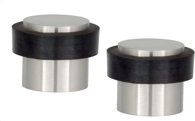 Set van 2 Deurvangers Zwart Silicone Rubber met RVS Montage - Ø20x20mm