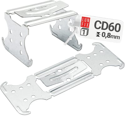 LUN FIX - Kruisverbinder + 60x145x58 mm - 0,8 mm materiaalsterkte - Compatibel met CD60 /27 profielen