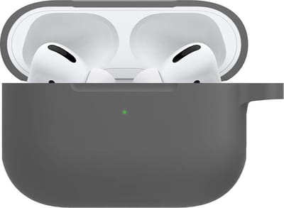 Hoesje - Geschikt voor Apple Airpods Pro - Siliconen Hoes met Clip - Silicone Case Cover - Grijs
