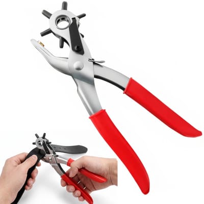 Perforator met 6 maten professionele riempons, roterende perforatietang, voor riemen, armbanden, kaarten, leer, papier, kunststof
