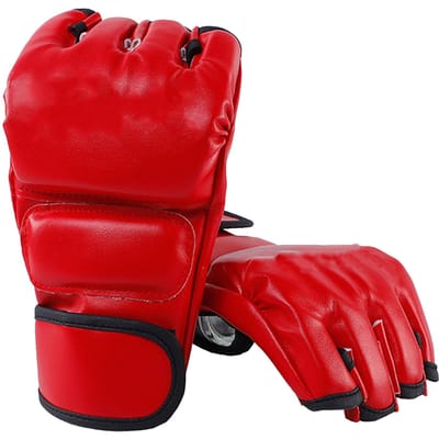Unisex MMA Handschoenen Halve Vinger Bokshandschoenen met Open Handpalmen voor Gevechtstraining Rood red