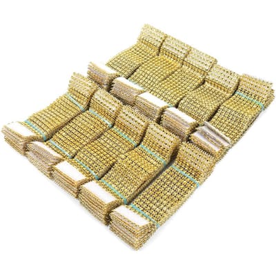 100 stuks 8 Rijen Stoel Sjerp Servetringen Diamant Mesh Wrap Lint Voor Bruiloft Kerst Goud beige
