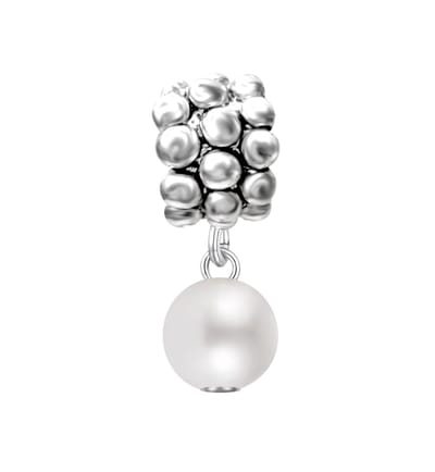 Quiges - 925 - Zilveren - Bedels -Sterling zilver - Beads - Bolletjes Ornament Kraal Charm met Kunstparel Hanger - Geschikt – voor - alle bekende merken - Armband Z367