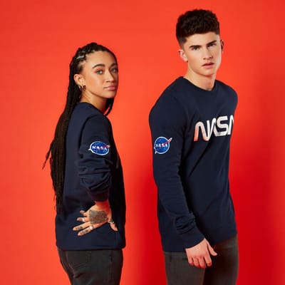 NASA Metallic Logo Unisex Sweatshirt - Navy - S