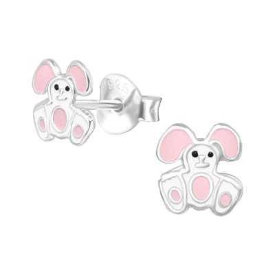 Amanto Kids Oorbellen Fuka Pink - 925 Zilver E-Coating - Konijntje - Ø6mm