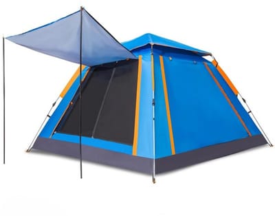 Webzon – Pop-up Tent 2-4 Personen – Automatische Waterdichte Kampeertent – Binnen 1 Minuut Opgezet – 210D Oxford – Met Muggengaas, Ventilatie & Draagtas – Voor Camping, Festival & Strand – Blauw