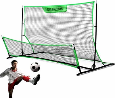 Meedeer Grote Voetbalgoal-Voetbal rebounder-Voetbaldoel - Voetbal Goal 203*117*117 cm - Voetbalgoal Groot - Buitenspeelgoed voor Kinderen en Volwassenen - Snelle Montage - Voetbal Training Doel - Metaal - Zwart/Groen