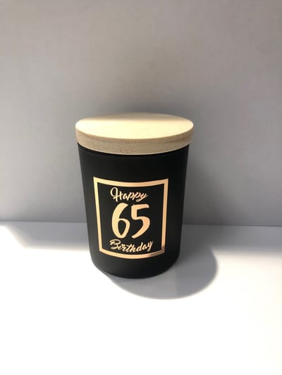 Geurkaars klein roze/zwart - 65 jaar