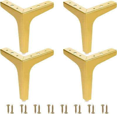 Dailygoods - 6 Inch Gouden Meubelpoten - Moderne Driehoekige Stijl - 15 cm Hoogte - Ideaal voor Doe-Het-Zelvers - Voor Diverse Meubels - Stevig en Duu...