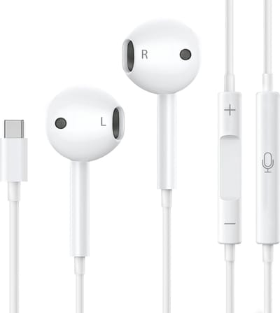 Bedrade hoofdtelefoon compatibel met iPhone 17/16/15 en iPad 11/10/Air/Pro naar USB-C - In-ear - Ingebouwde microfoon