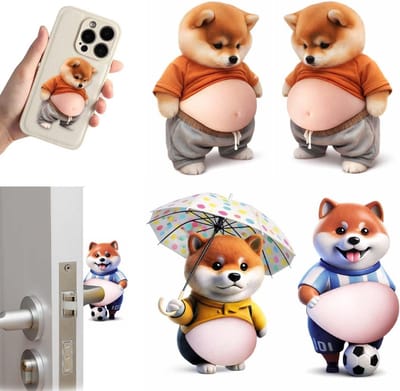 Rubberen Deurstoppers - Hondenkop Stickers - Deuren Open Houden - Decoratief en Functioneel - 11 x 7 cm - Bruin
