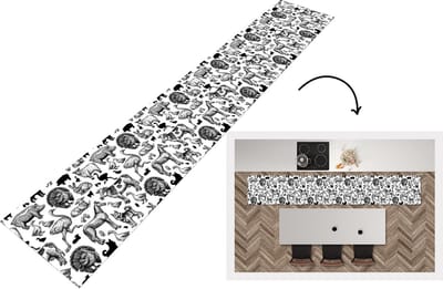Keukenloper - Loper keuken - Patroon - Dieren - Zwart Wit - 300x50 cm - Keukenloper vinyl