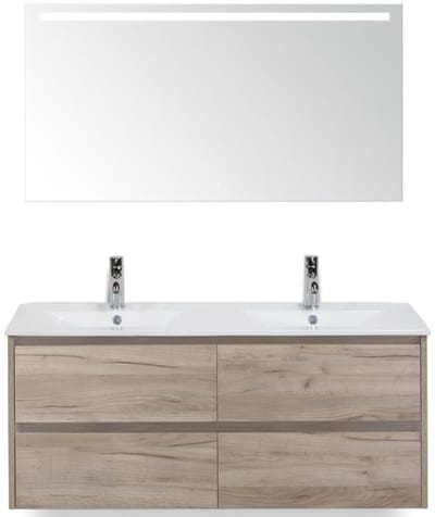 Dante Badmeubelset 120 cm - Craft Oak - Keramische Wastafel Wit Enjoy met Sence Spiegel