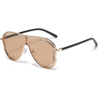 Nieuwe Eendelige Grote Frame Pad Kikkers Zonnebril Dames Mode Y2K Uitgesneden UV400 Zonnebrillen 1PC