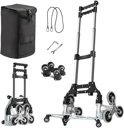 NaevaMi Boodschappentrolley - Boodschappentrolleys - Boodschappenwagen - 6 Wielen - Boodschappenkar - Draagbare Aluminium Winkelwagen - Opvouwbare Trolley - Lichtgewicht - Speciaal voor Trappen en Stoep